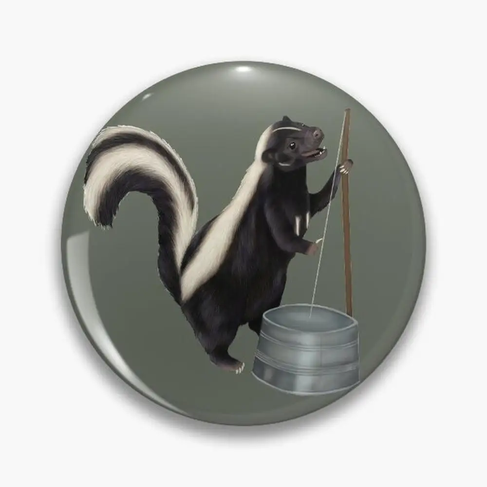 Skunk playing the washtub bass Pin Buttons Brooches  Jewelry Accessory Customize Brooch Fashion Lapel Badges