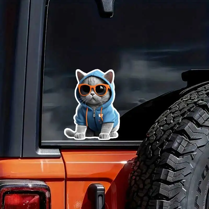 Super Cool Kitten Silent Mirror Car Stickers Waterproof for Rear Window And Bumper Fun Children's Room Decor HE113