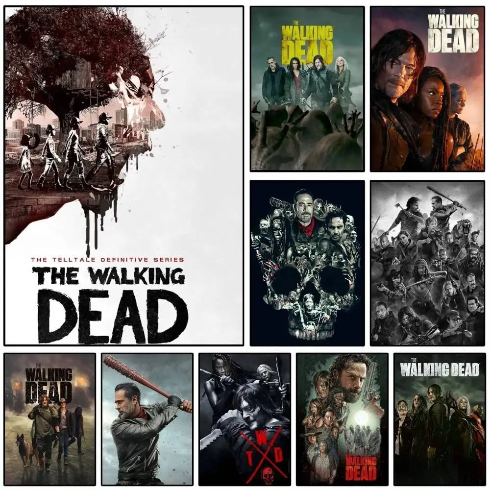 1PC The Walking Dead Poster Self-adhesive Art Waterproof Paper Sticker Coffee House Bar Room Wall Decor