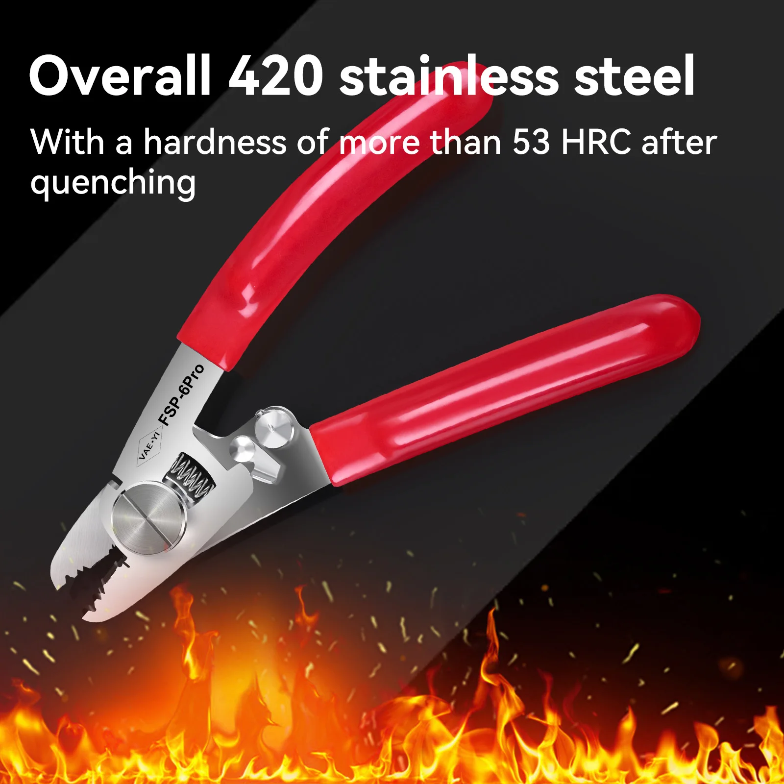 VAEYI-Stripper De Fibra Óptica De Aço Inoxidável, Wire Strippers, Ferramentas para FTTH, 6 em 1