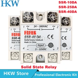 Módulo de relé de estado sólido, SSR-10DA, SSR-25DA, 10A, 25A, 40A, 3-32V, entrada DC 24-380V, salida AC, alta calidad, 1 unidad