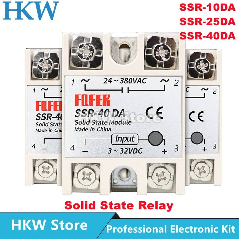1 sztuka SSR-10DA SSR-25DA SSR-40DA 10A 25A 40A półprzewodnikowy moduł przekaźnikowy 3-32V wejście DC 24-380V AC wyjście wysokiej jakości