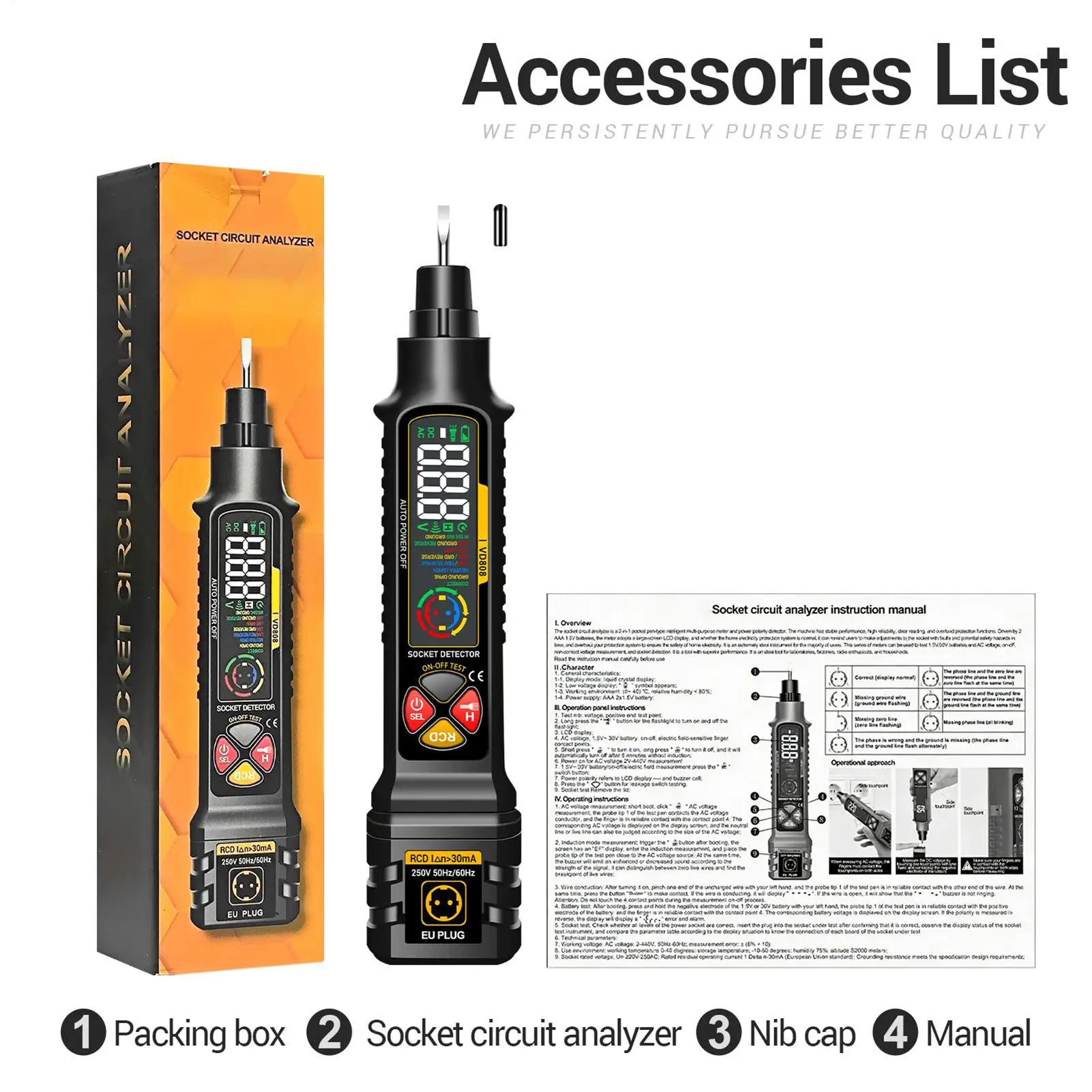 Circuit Breaker Finder Outlet Checker Smart With LED Display & Light 2-300V Electric Circuit Tracer For Home Electric Power Rv