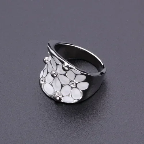 Delysia King Elegant Temperament Wedding Jewellery Fashion Flower Oil Dripping Ring for Women