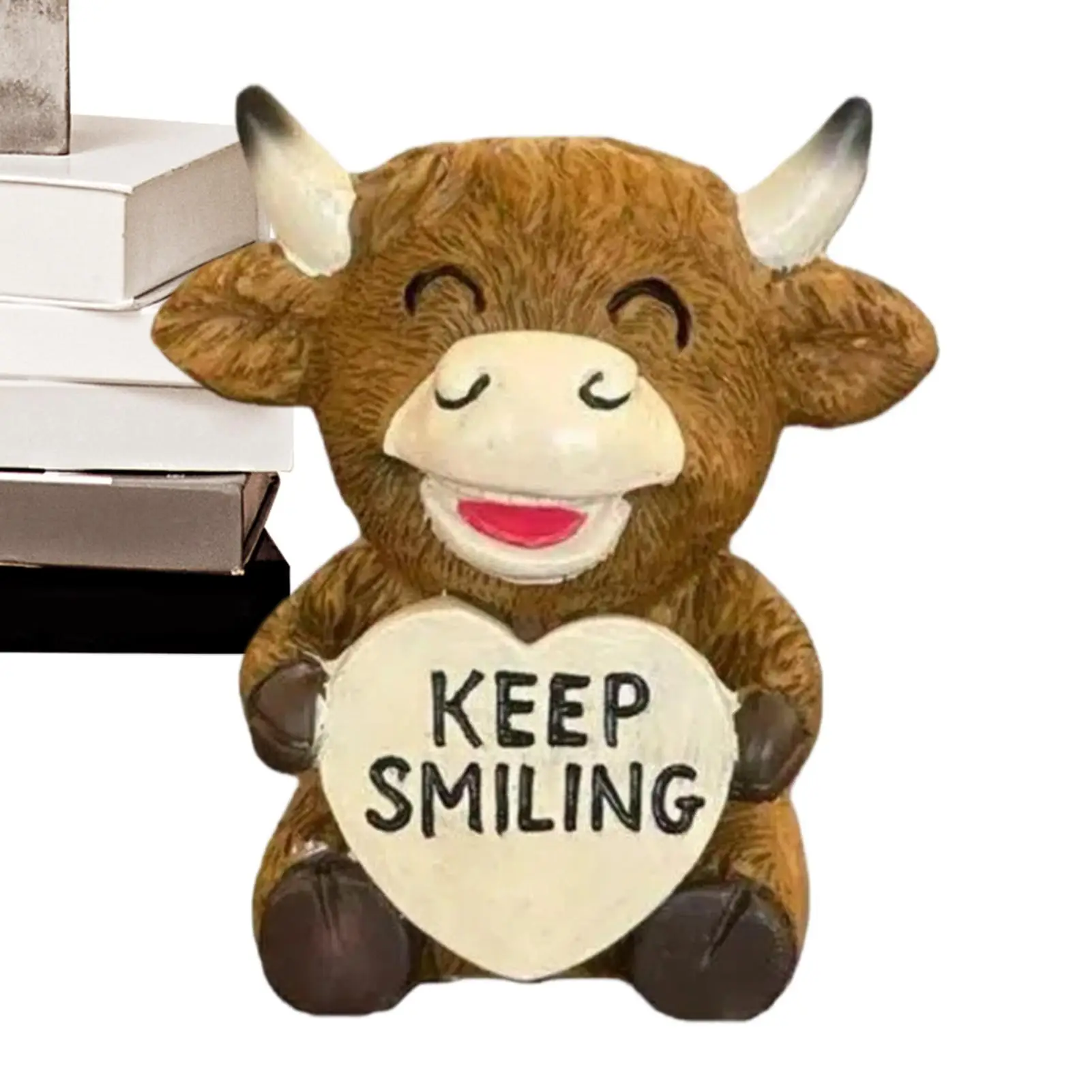 Cow Statue Cow Shape Sculptures Table Centerpieces With Heart Sign Animal Statues For Home Room Desk Shelf Fireplace Mantel