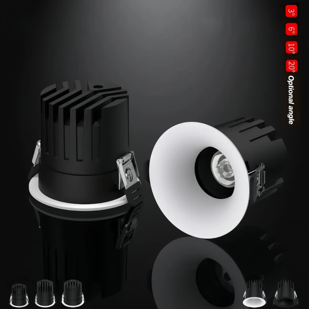 LED ARC Spotlight Recessed COB Embedded Ceiling Lamp Fixture Downlight Narrow Beam Angle 3°6°10°20° For Home Art Museum