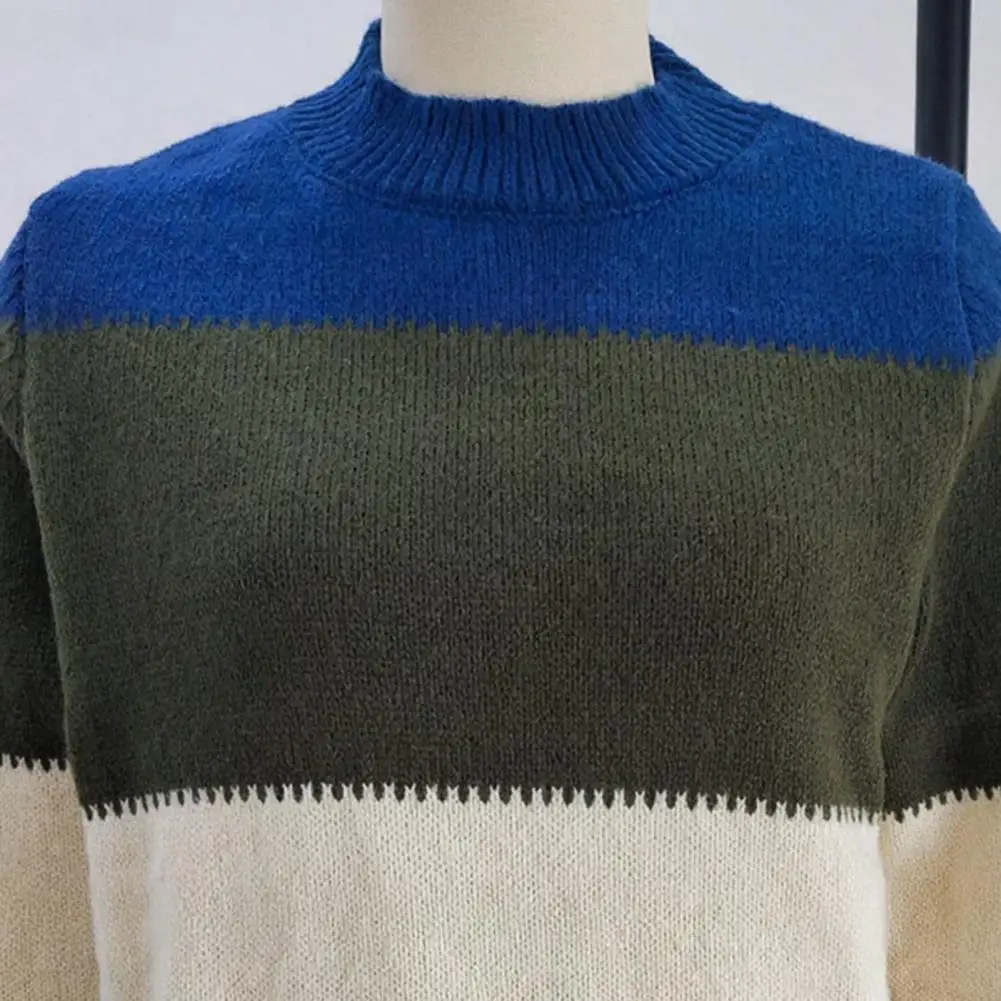 2025 Autumn Winter Women's Sweater Tops Sweaters Women Female Casual Color Block Striped Long Sleeve Knitted Sweater Christmas
