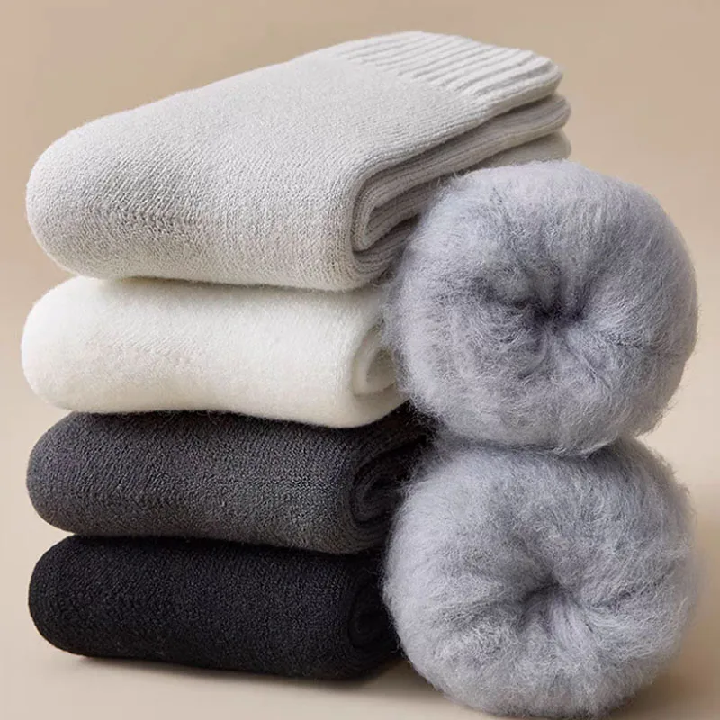 Winter Thermal Fleece Socks Thickened Mink Velvet Warm Middle Tube Floor Socks for Men Women Soft Casual Antifreeze Snow Sock