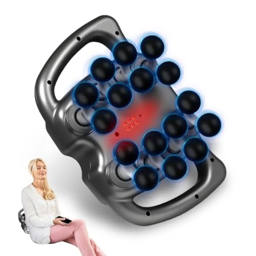 

Массажный пистолет с 16 насадками для глубокого массажа тканей, портативный, 9 режимов, 30 уровней интенсивности, бесшумный перкуссионный массажер для ног и всего тела