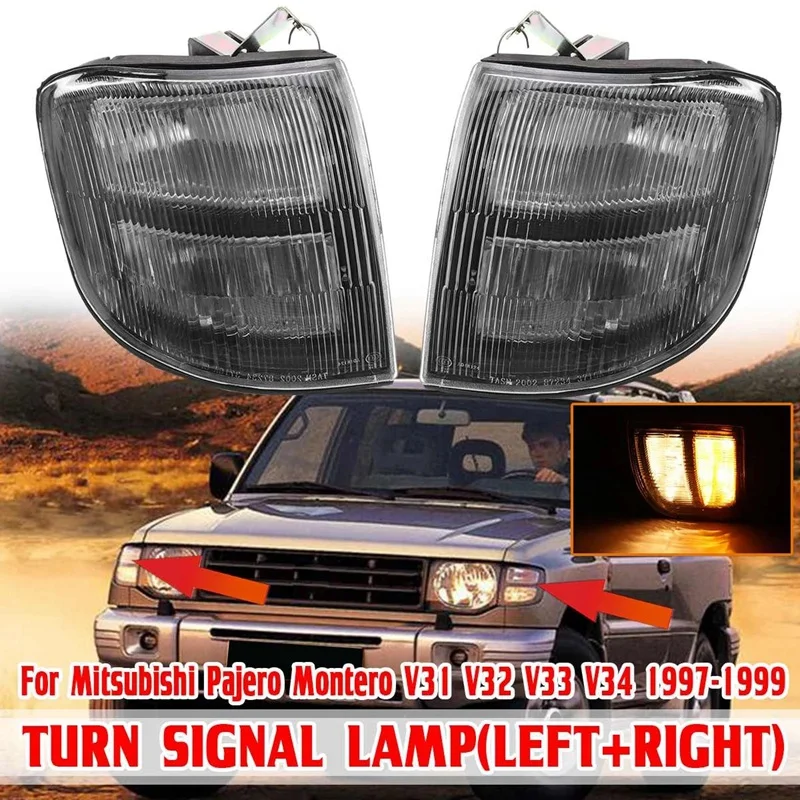 

For Mitsubishi Pajero Montero V31 V32 V33 V34 1997 1998 1999 2Pcs Car Front Corner Light Turn Signal Light Corner Light