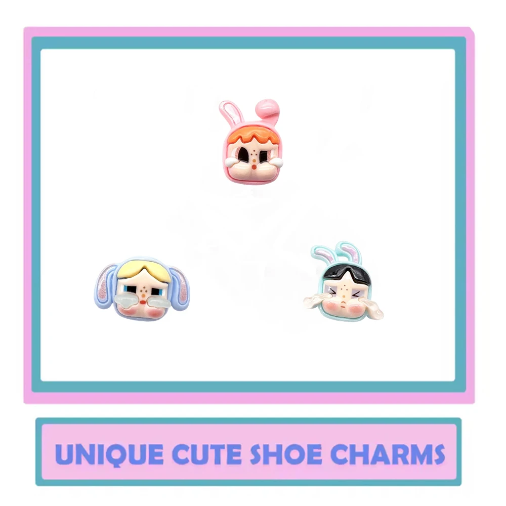 1-6Pcs NEW Cartoon Cry Girl Doll Series Resin Shoes Accessories Fit with Hole wristbands DIY Shoe Decorations Buckle Kids Gifts image 5