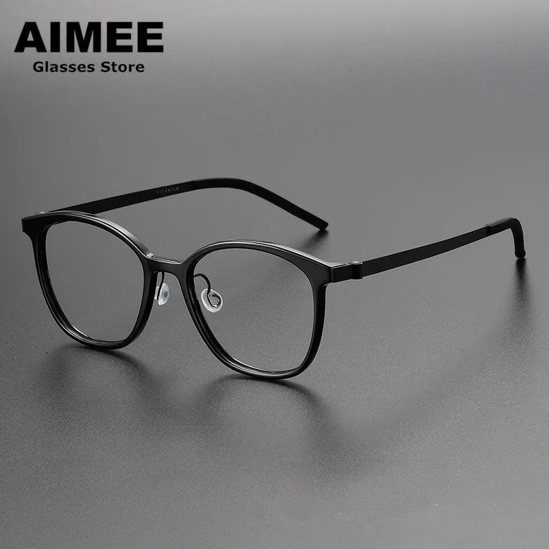 Denmark Brand Titanium Ultralight Glasses Frame Men Women Square Screwless Eyeglasses Fashion Blue Light Spectacles Frames 1851