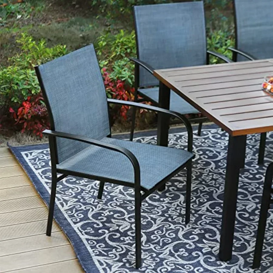 Outdoor Patio Dining Chairs, Set of 8, Textilene and Metal