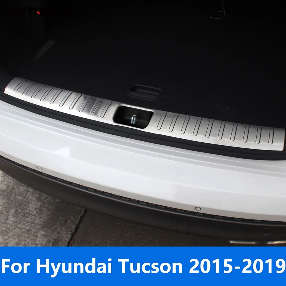 For Hyundai Tucson 2015 2016 2017 2018 2019 Rear Trunk Door Sill Plate Tail Bumper Scuff Guard Sticker Accessories Car Styling