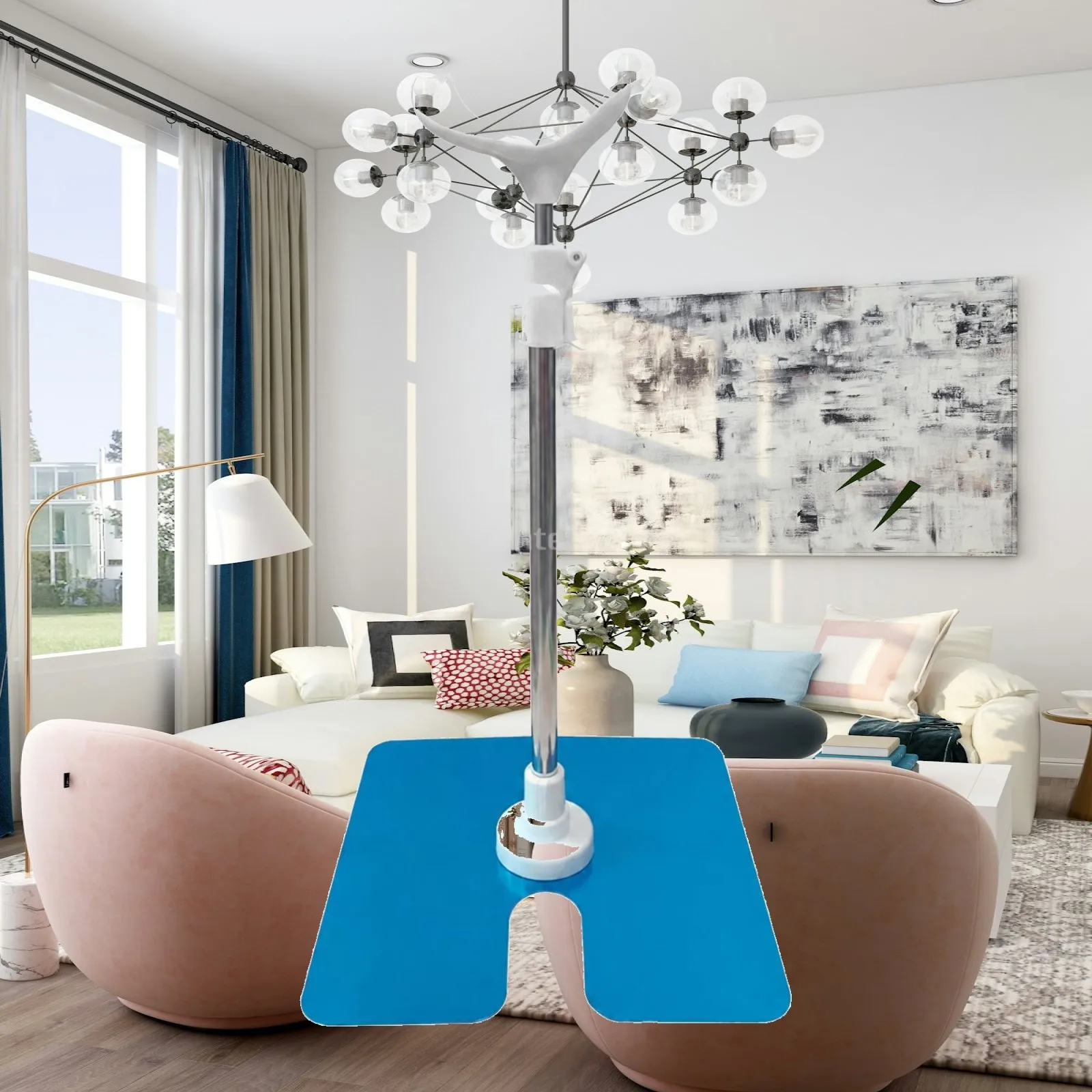 Metal Doll Stand Support Adjustable Height Figure Display Base Blue Square Holder for Collectible Doll Photography Setup