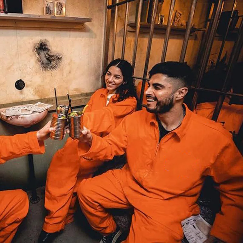 Adult Halloween Orange Prison jumpsuit costume long sleeved party cosplay prison costume men's and women's clothing