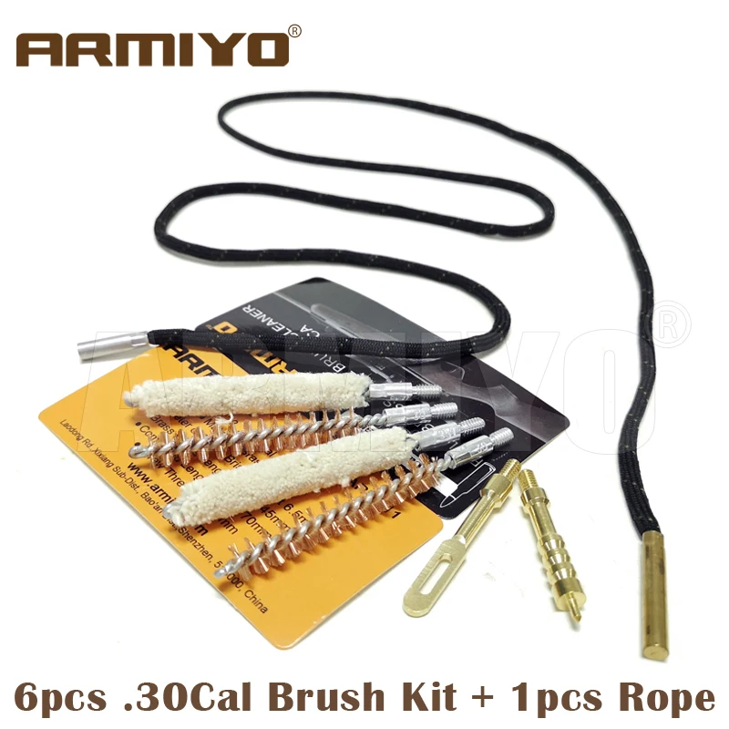 Armiyo.22Cal 5,56mm Pipeline Carbon Deposits Reinigung Pinsel Kit Tupfer Messing Patch Puller Halter Mit Seil Jagd Zubehör – Detail 8