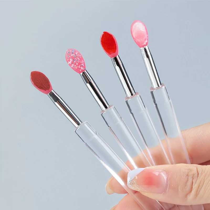 1pc portátil silicone escova labial com capa macio multifuncional aplicador de bálsamo labial batom lipgloss sombra pincéis de maquiagem