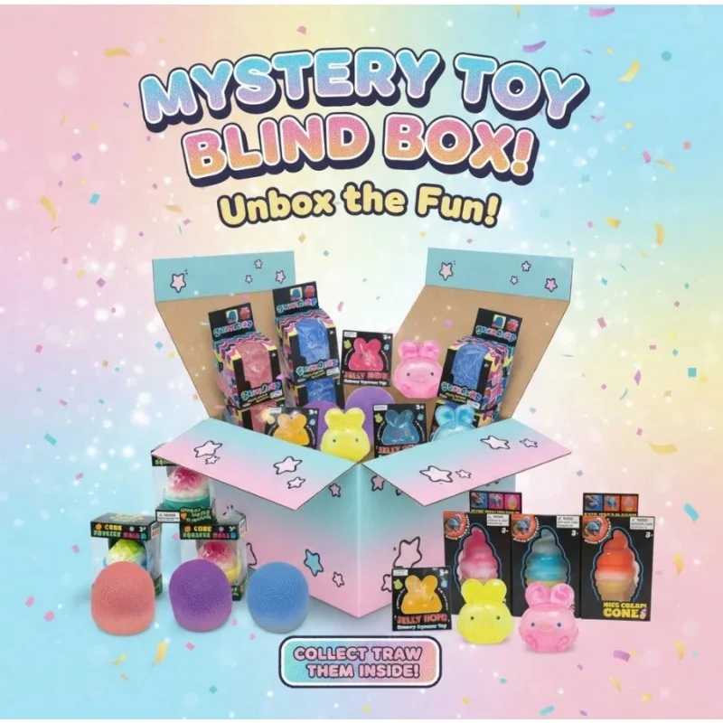 Cute Dessert & Animal Squishy Blind Box – 3 Independent Random Draws (Min. 2 Items, Up To 5 Possible) Lucky Surprise Set