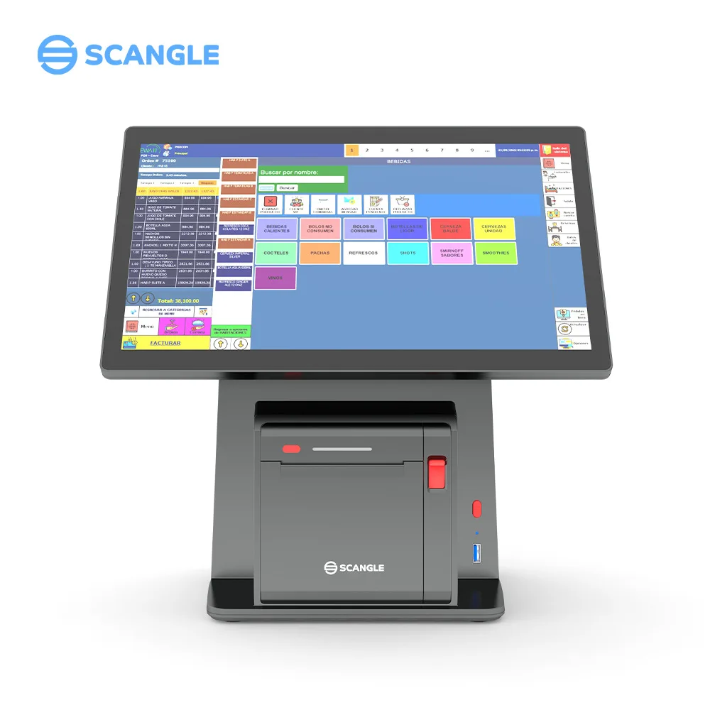D2 14-inch Dual-screen Cash Register with 80mm Printer Convenience Store Supermarket Restaurant General POS All-in-one Machine