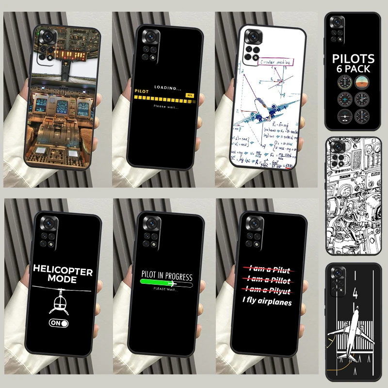 Aircraft Helicopter Airplane Pilot Fly Case For Xiaomi Redmi Note 10 11 12 Pro 8 9 Note 11S 10S Redmi 12C 9C 10A 10C Cover Shell