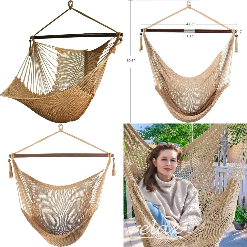 

Очень большое кресло-гамак с распоркой для наружного и внутреннего использования, подвесное кресло-качалка в карибском стиле XL, идеально подходит для B