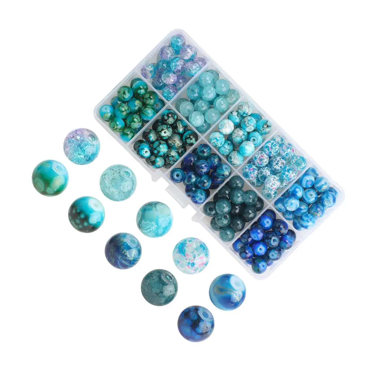 

200 шт. стеклянные бусины 8 мм для бисера, ожерелья, браслета, украшения дома, синий градиент
