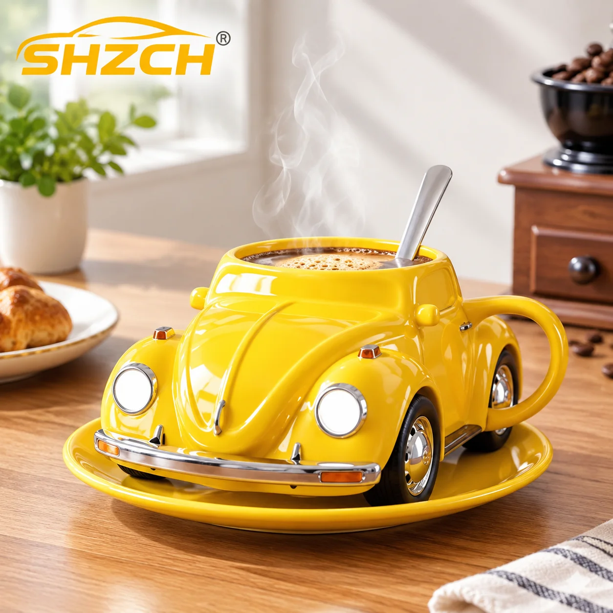 Gifts Funny Beetle Shaped Coffee Mug Unique Novelty Beetle-Shaped Coffee Cup Handmade Car Shaped Drink Mug for Desktop Ornament