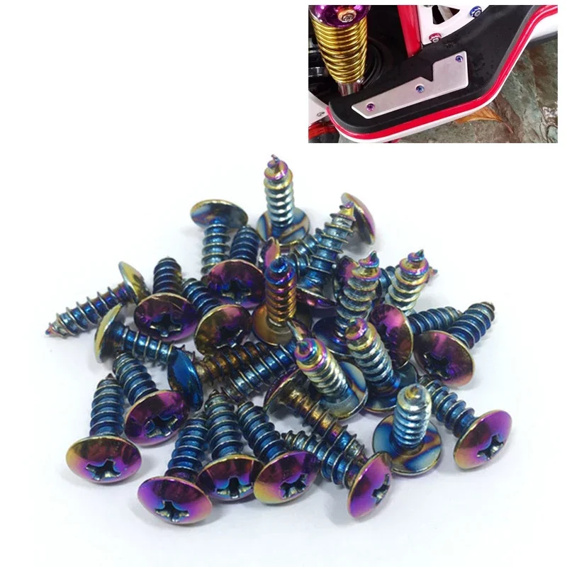 Gold Silver Steel Phillips Truss Head Moto Screw M5 Cross Recessed Mushroom Head Self Tapping Screws Motorcycle Accessories