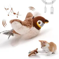 Interactive Cat Toys Interactive Toys Dog Rechargeable Chirping Flapping Bird(no Flying) Touch Activated Plush Pet Cat Toy