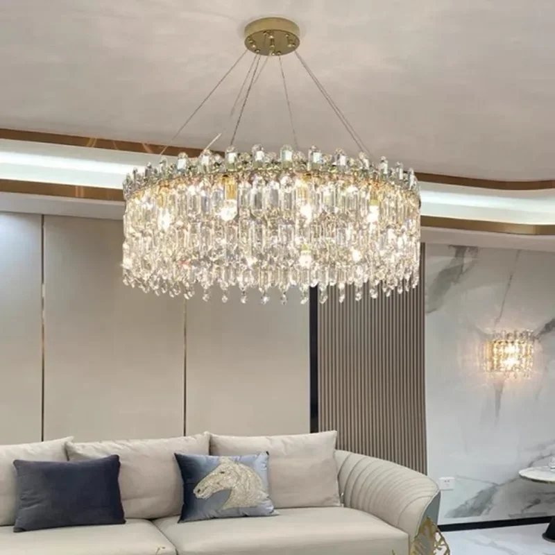 Elegant Luxury Crystal Pendant Light Modern Decorative Led Ceiling Chandeliers Home Restaurant Villa Hotel Decor Hanging Light
