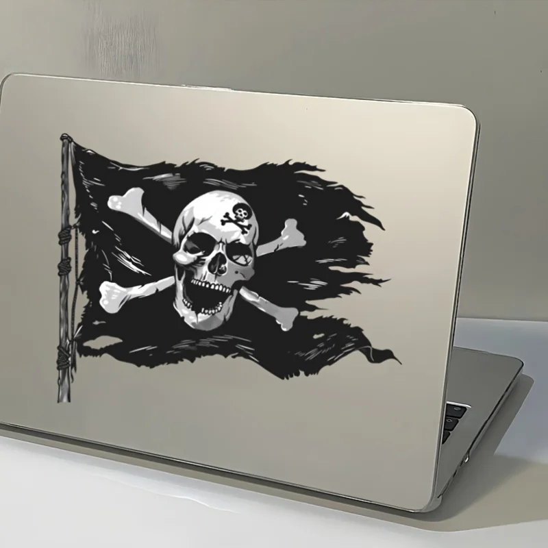 1 adesivo bandiera pirata "Jolly Roger" - simbolo pirata iconico, decalcomania decorativa rimovibile per casco, bagagli e materiale scolastico