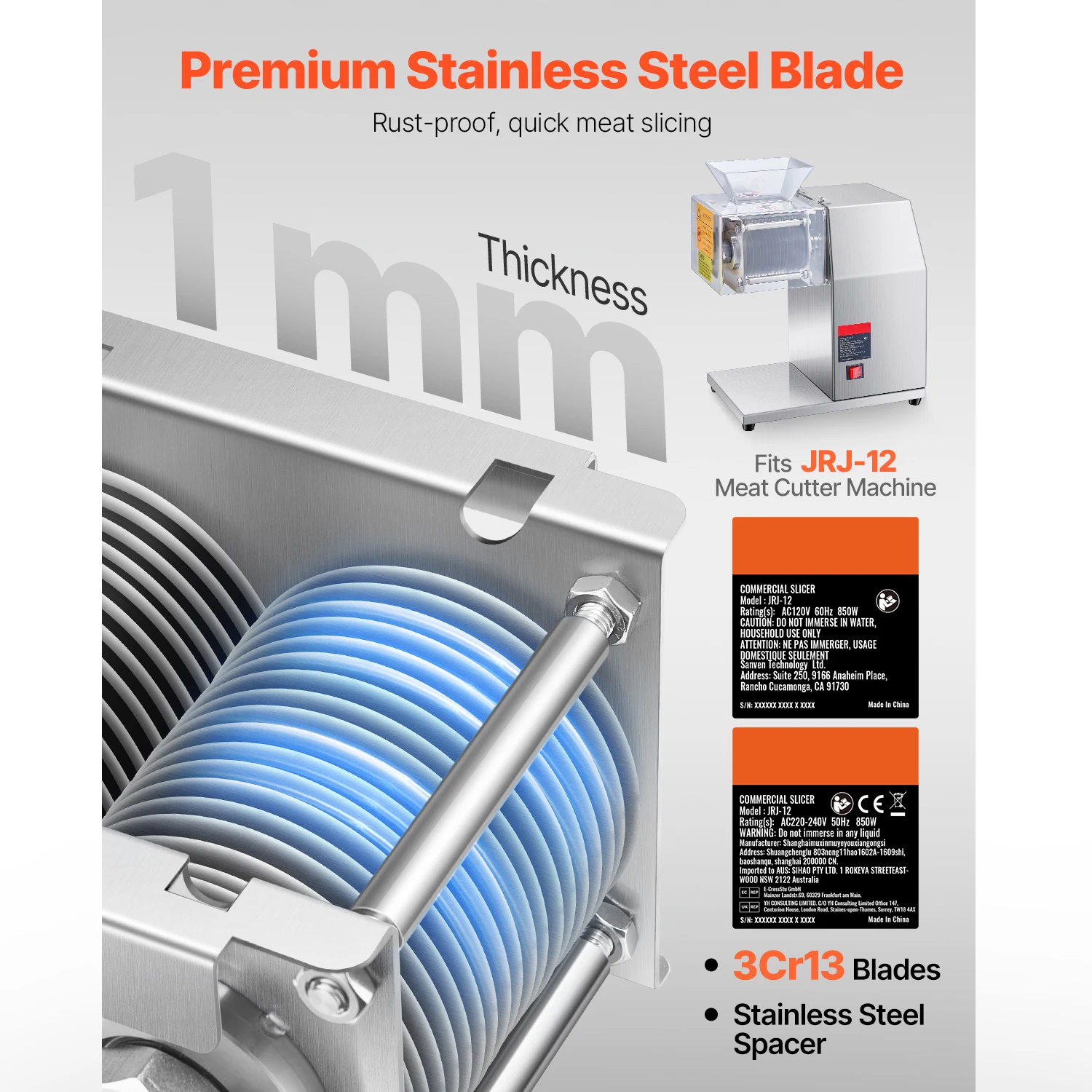 Pisau Mesin Pemotong Daging SucceBuy 5 mm untuk Mesin Pemotong Daging Komersial Set Pisau Pengiris Mesin Pemotong Daging