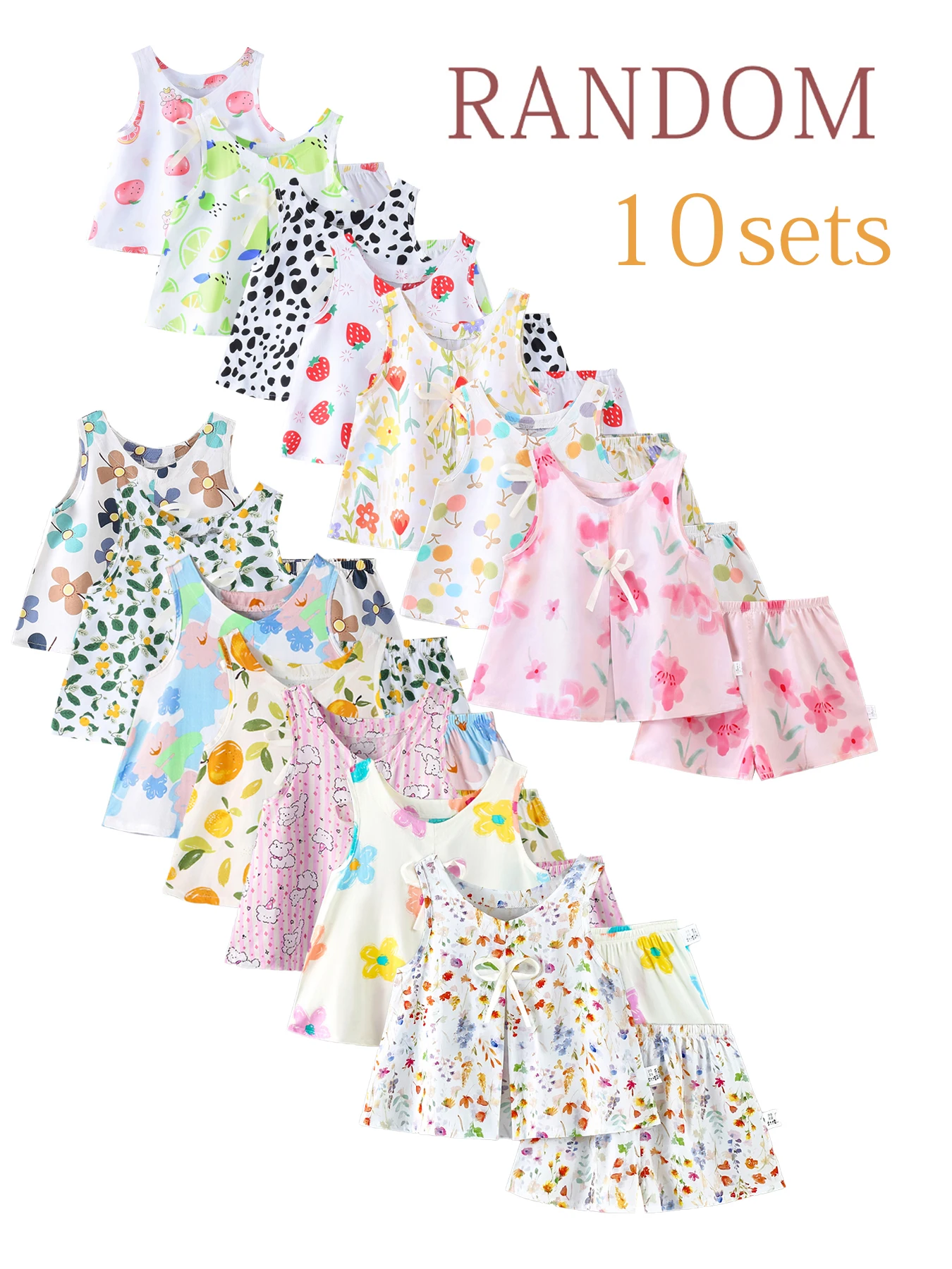 

10-piece set with random patterns - children's set, summer fashion, baby girl's beach wear, new style, two-piece set for girls,