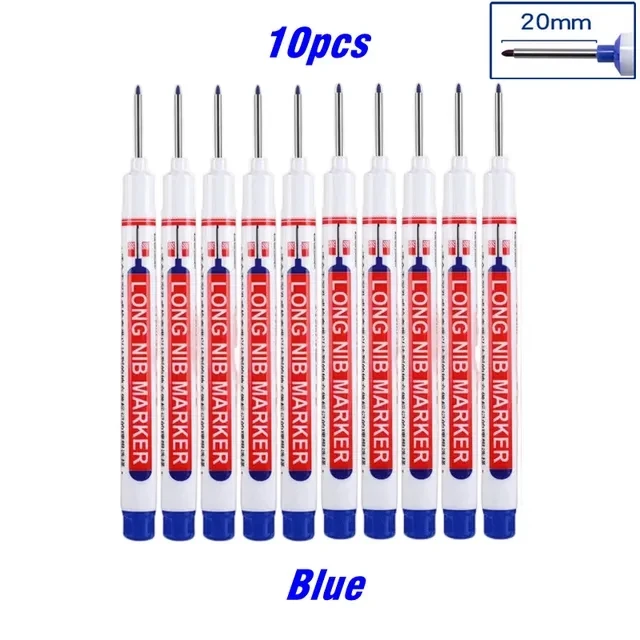 10 stks/set Multifunctionele 20mm Diep Gat Lange Nib Hoofd Marker Voor Metalen Perforeren Pen Waterdichte Badkamer Houtbewerking decor Tool