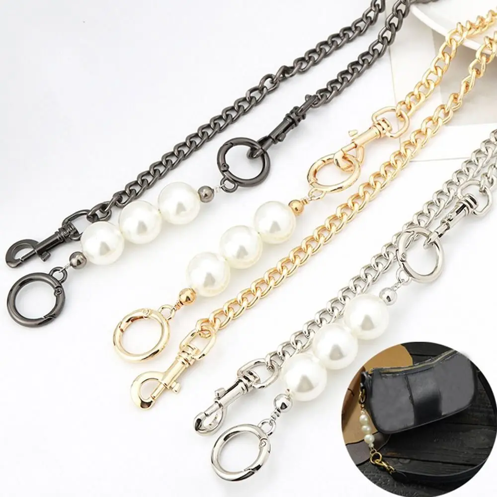 Bag Chain Strap Extender Pearls Patchwork Bag Chain Pearl  Handbag Extension Chain Women Bags Belt