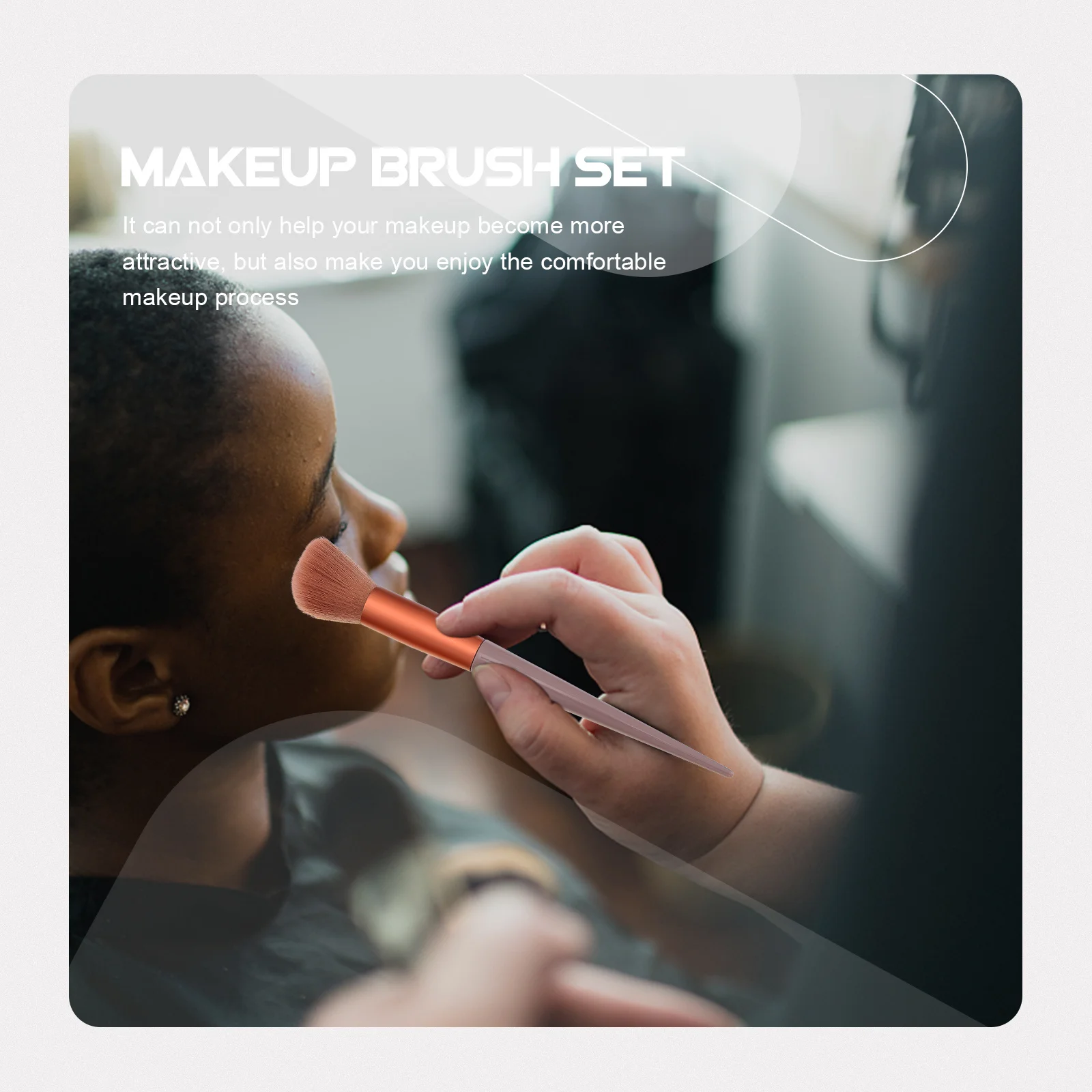 مجموعة واحدة من فرش المكياج لظلال العيون وأحمر الخدود وبودرة فضفاضة من الألياف الاصطناعية الاحترافية المحمولة بمقبض طويل أدوات تجميل الوجه للنساء #3