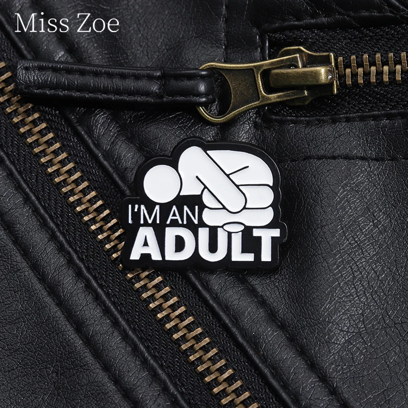 I'M An Adult Enamel Pin Custom Mental Health Caring For Psychological Disorders Brooch Lapel Backpack Badge Jewelry Decorative