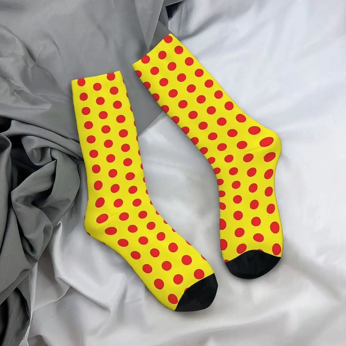 Classic Red And Yellow Polka Dot Pattern Socks Sweat Absorbing Stockings All Season Long Socks for Man's Woman's Christmas Gifts