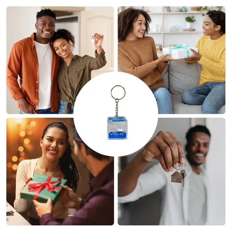 2025 New Liquid Floating Keychain Acrylic Square Floating Liquid Clouds Keychains Keychain Toys Backpack Accessory For Girls