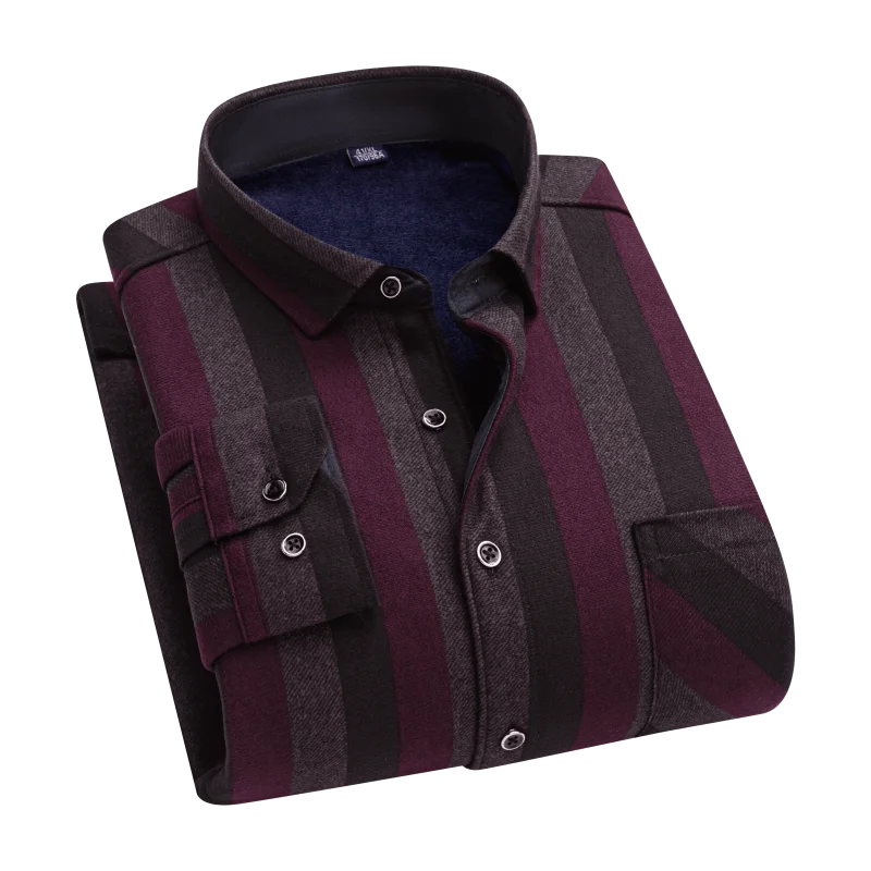 New men's long-sleeved double-sided fleece warm-up shirt - comfortable and fashionable for winter, suitable for street wear.