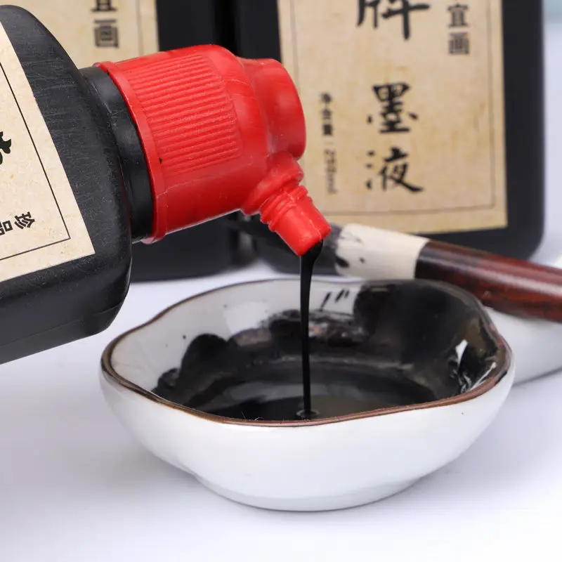 Imagem -03 - Tinta Dourada Metálica Tinta Caligráfica Chinesa Artigos de Papelaria para Escrita Preto Vermelho Branco Prata Ouro 100ml 250ml