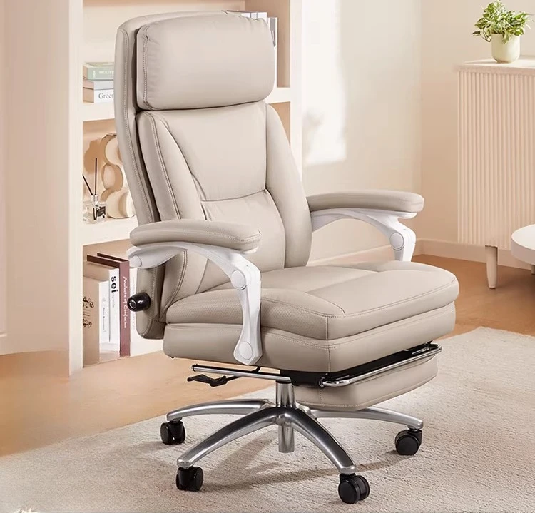

L6 Leather Boss Chair, Comfortable Ergonomic Chair, Reclining Computer Chair, Home Office Study Sofa Chair