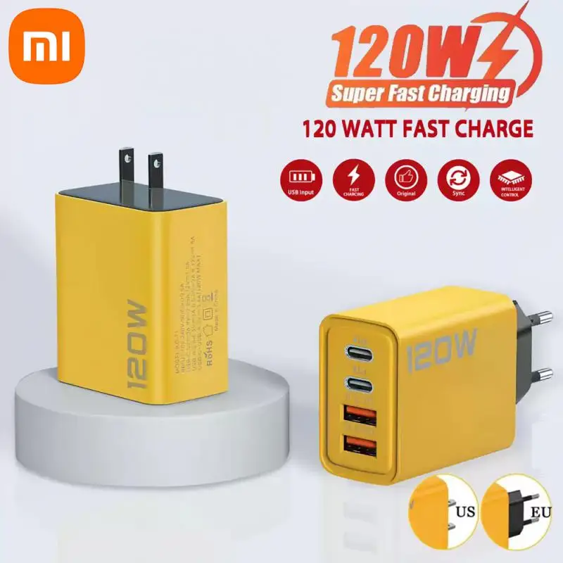 Xiaomi 120W PD 4 Port USB Charger Fast Charging QC3.0 USB C Type C Mobile Phone Charger For iPhone Huawei Samsung Quick Charge