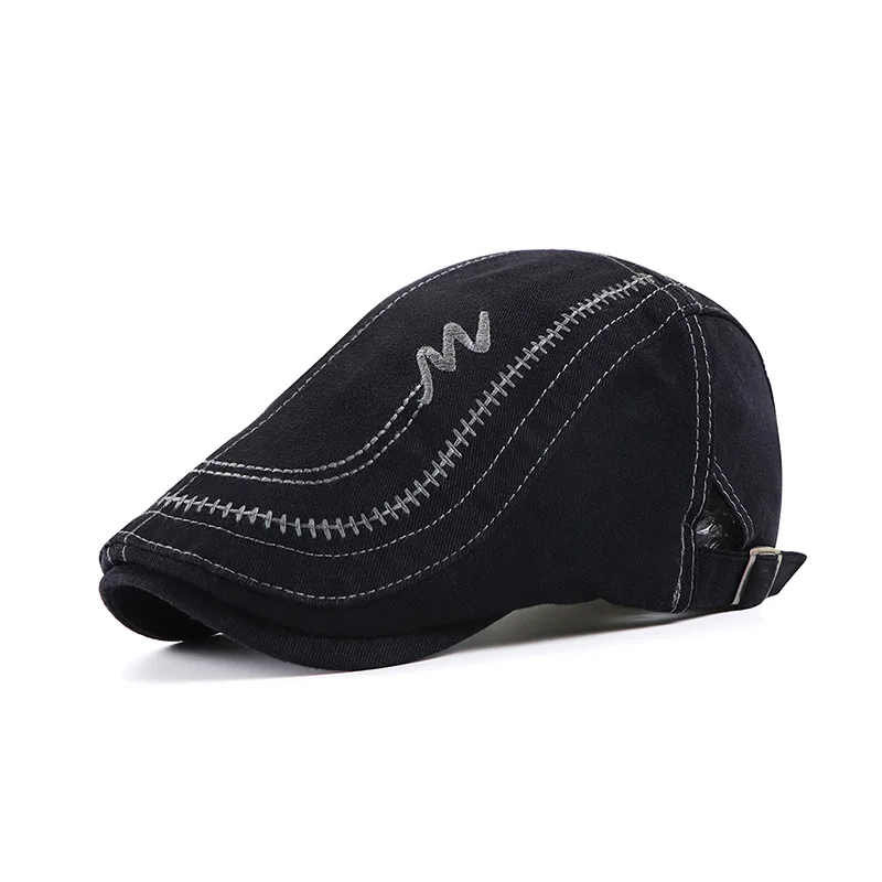 

Fashion Spring Summer Jeans Beret Hats for Men Women Quality Casual Unisex Denim Beret Cap Fitted Sun Cabbie Flat Cap