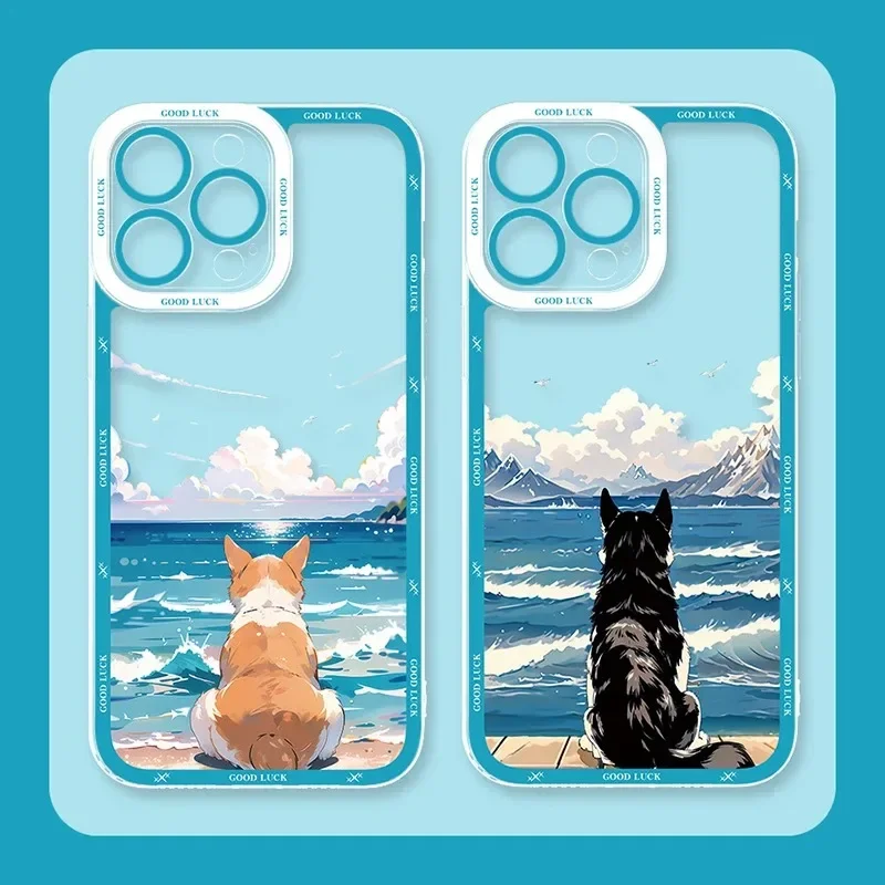 Dog Look sea view Case For Xiaomi 13T 12T 11T 10T 14 13 12 11 Lite 5G NE POCO F6 X6 Pro X3 NFC X5 X4 GT F3 F4 F5 M6 M5S C65 Etui