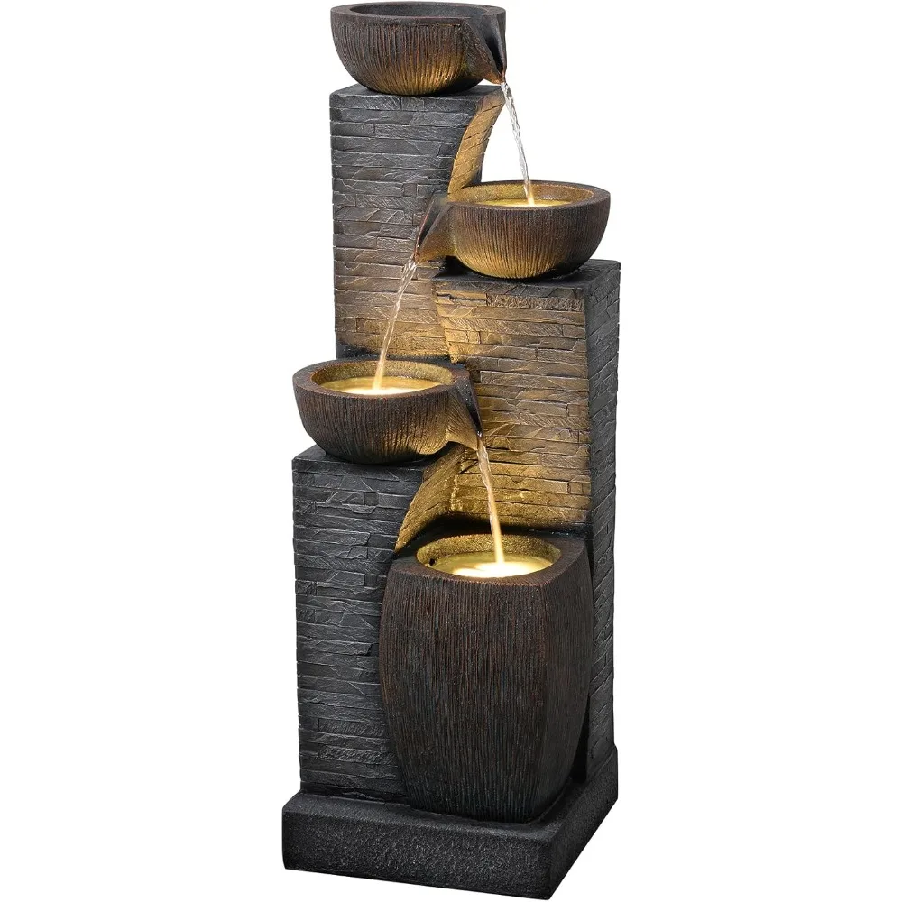 

Высокий уличный фонтан, текстура камня, современные 4-х ярусные каскадные миски, садовые фонтаны на открытом воздухе, костюм для патио, террасы, порта