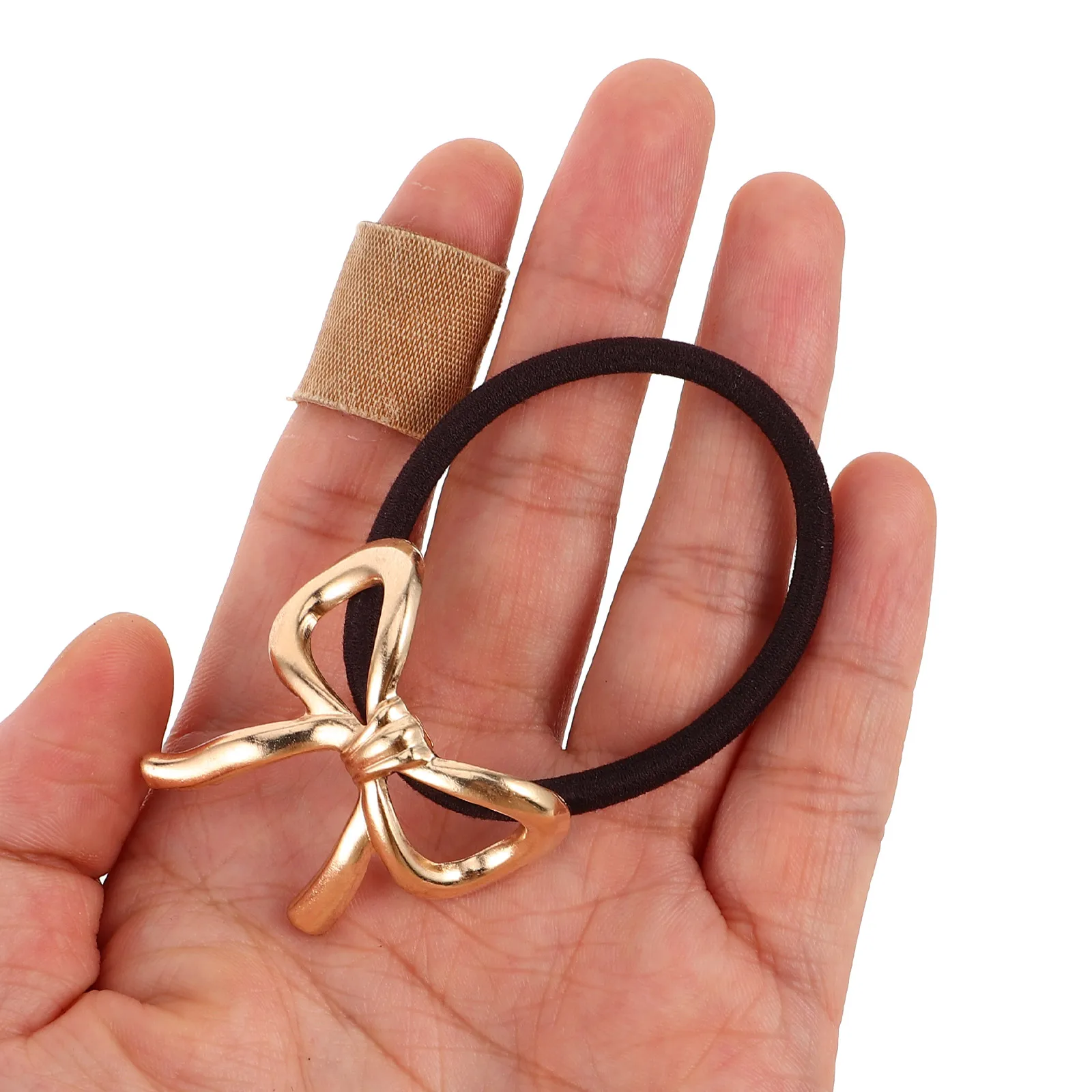 

2pcs Tie Bow Elastic Hair Ties Girls Headbands Metal Alloy Hair Ties Durable Bowknot Ponytail Buns Women Accessories