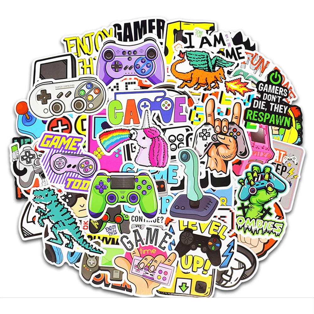 50PCS Cartoon Game Console Personalized Sticker Graffiti Creative Helmet Toy  Mobile Phone Computer Refrigerator Desk Decoration