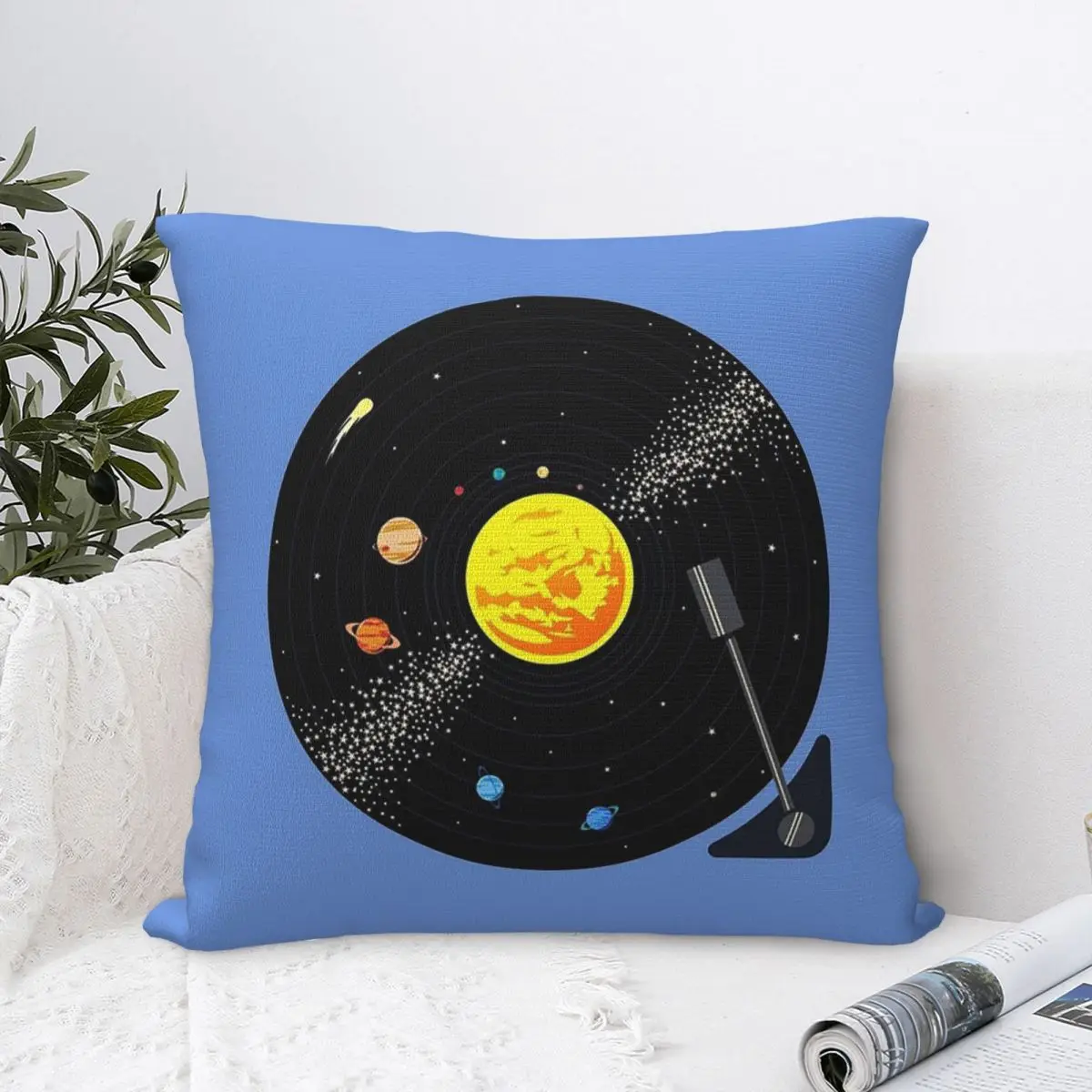 Solar System Vinyl Record Pillowcase Cushion Comfort Throw Pillow Sofa Decorative Cushions Used for Home Bedroom Living Room